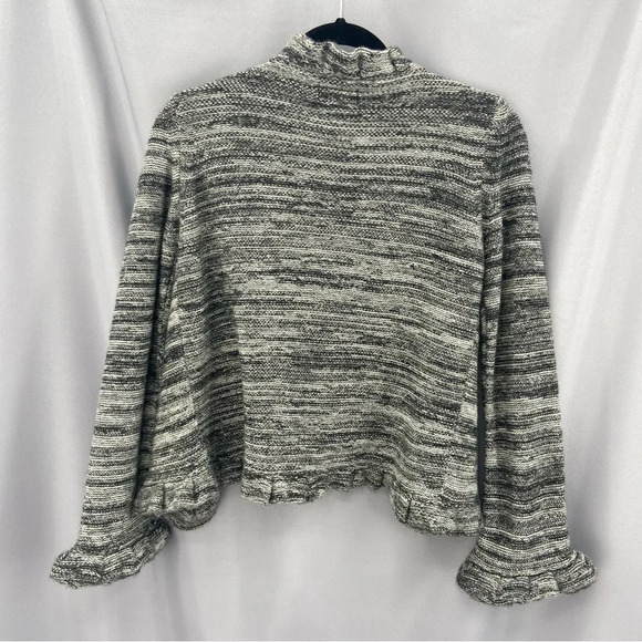 Tashia London Cashmere Ruffle Trim Open Cardigan Sweater in  Heathered Gray Med - Picture 5 of 5